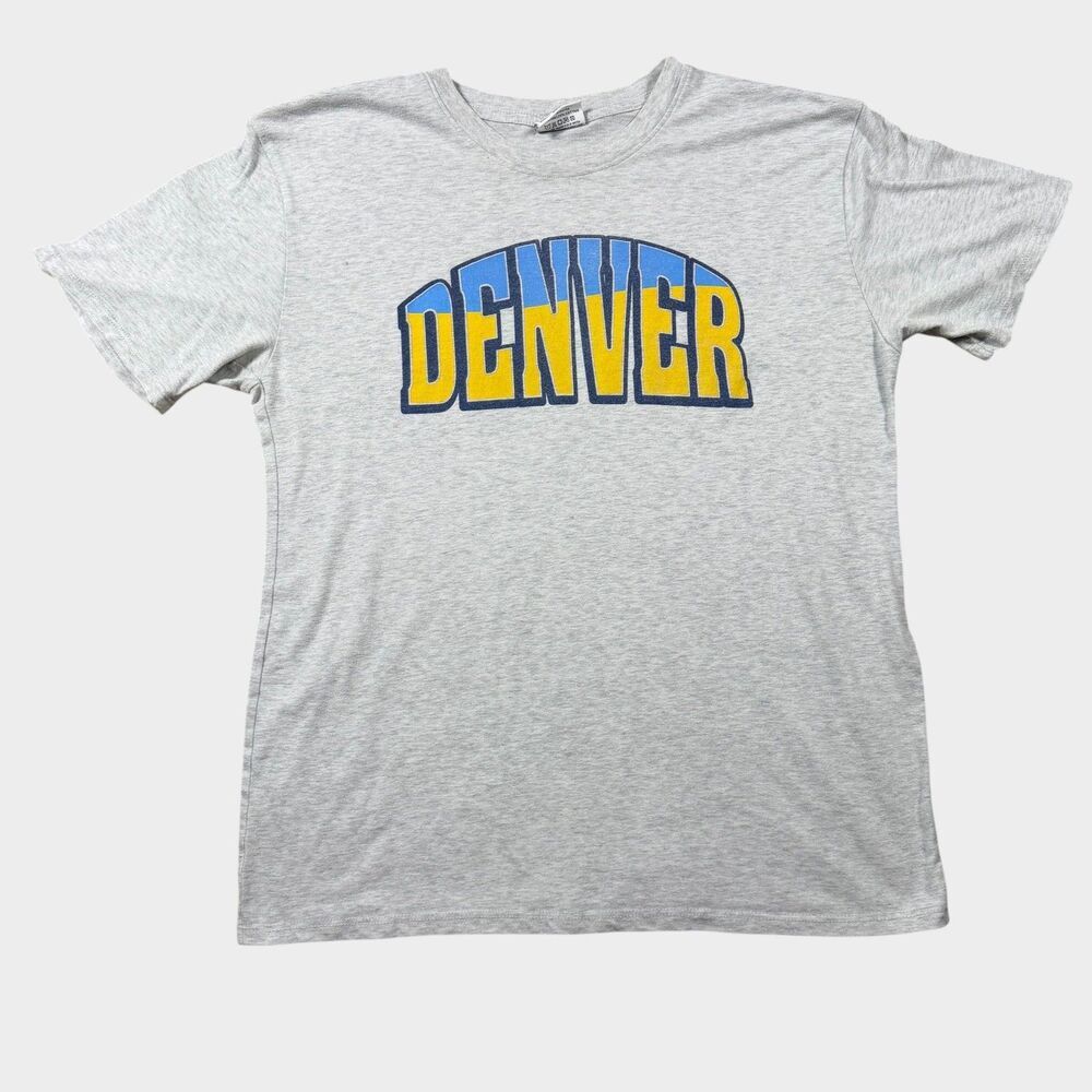 Where I'm From Denver T-Shirt Medium Gray Blue Yellow Made in USA Mens M Tee